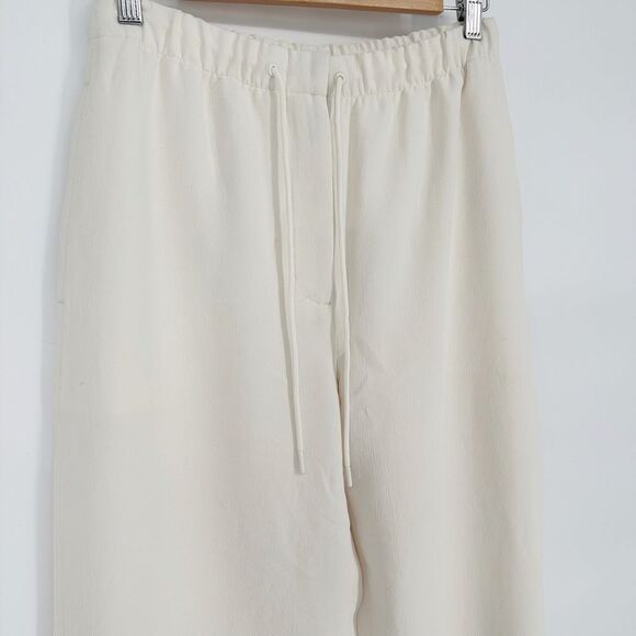 Aritzia Wilfred Drawstring Zip Crop Jogger Pants in Ecru Cream Women's 6 - Picture 2 of 9
